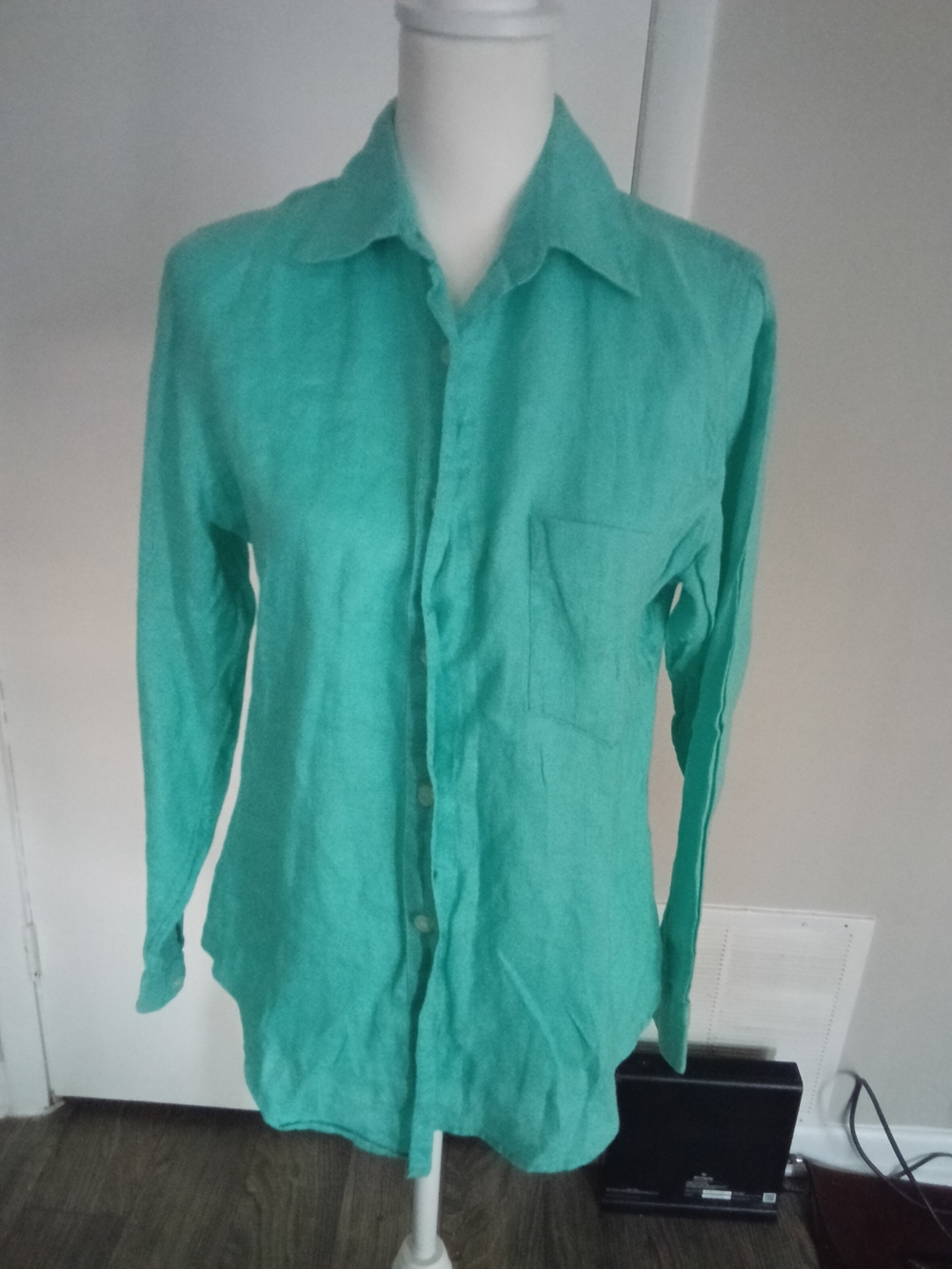Women's Teal Button-Down Shirt - Lightweight Long Sleeve